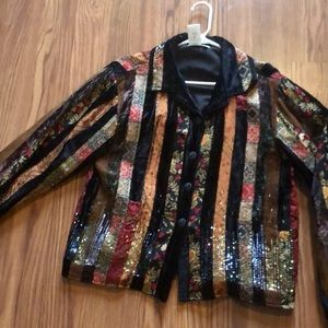 Coldwater Creek lined velvet/ patchwork sequined jacket